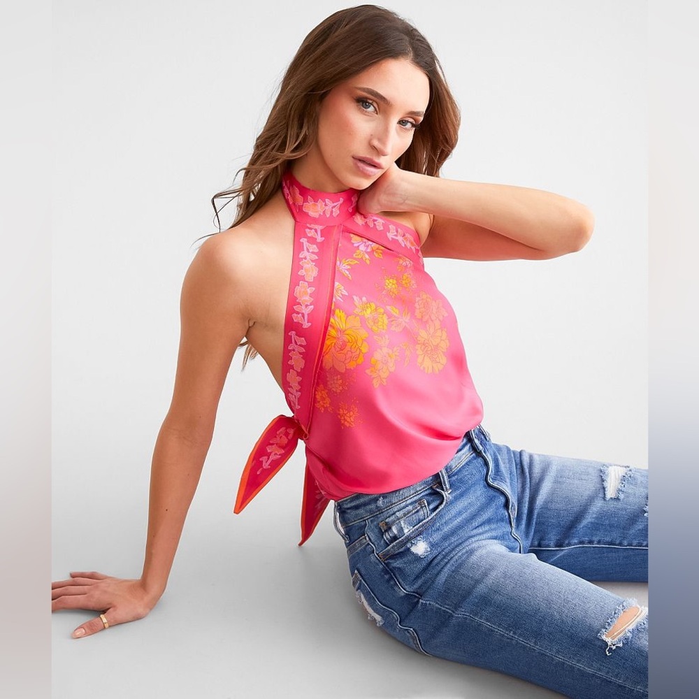 Free People 1 Thing Halter Neck Bodysuit in Candy Combo, Size L